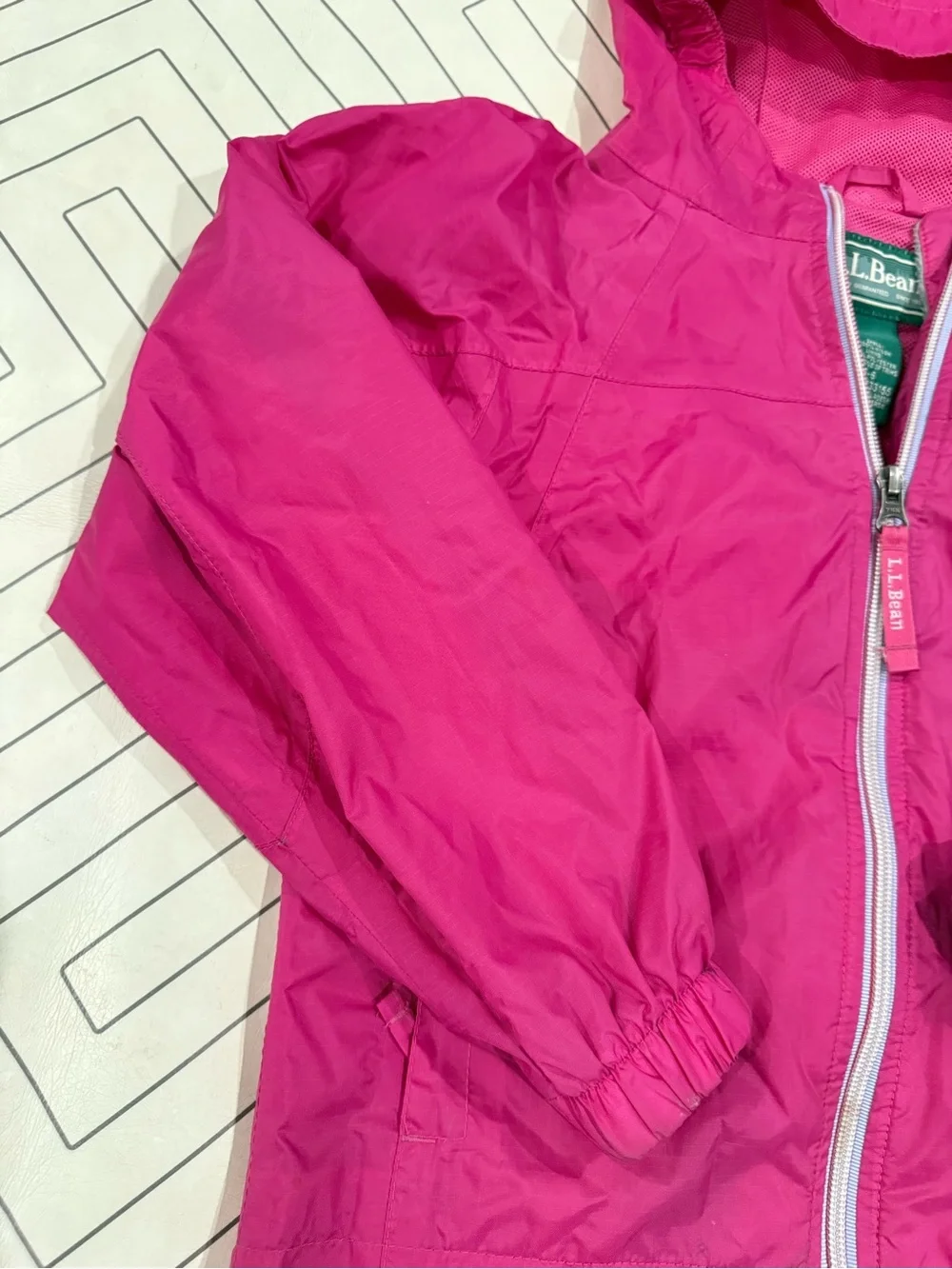 L.L. Bean Girls' Pink Hooded Rain Jacket